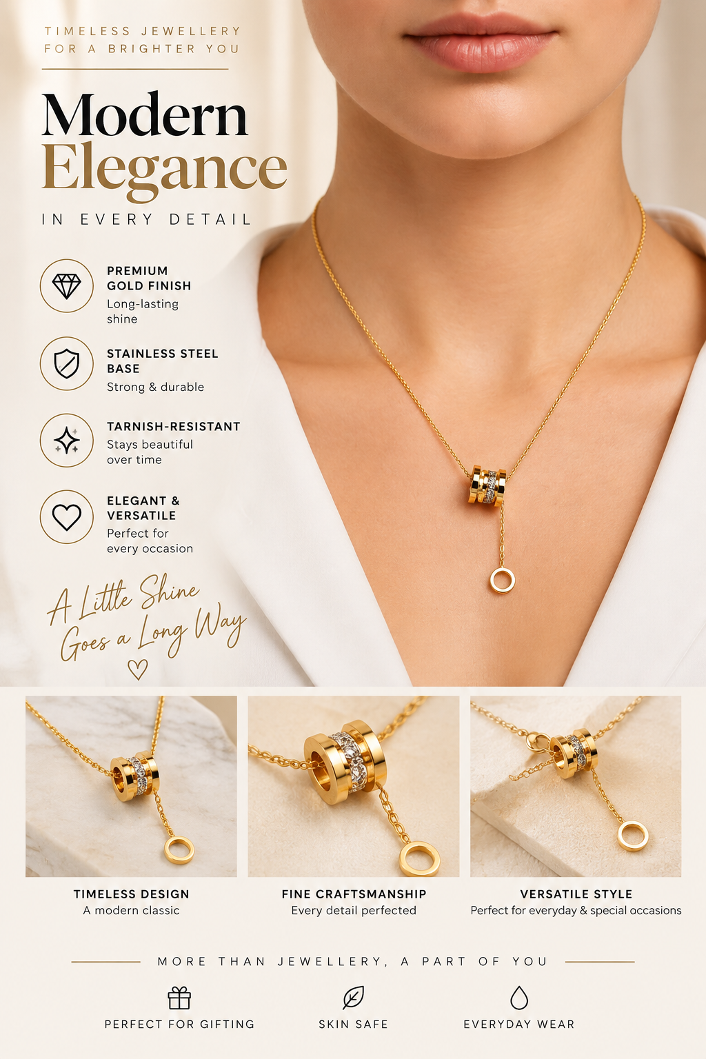 Gold Crystal Drop Necklace – Elegant Luxury Jewellery Australia