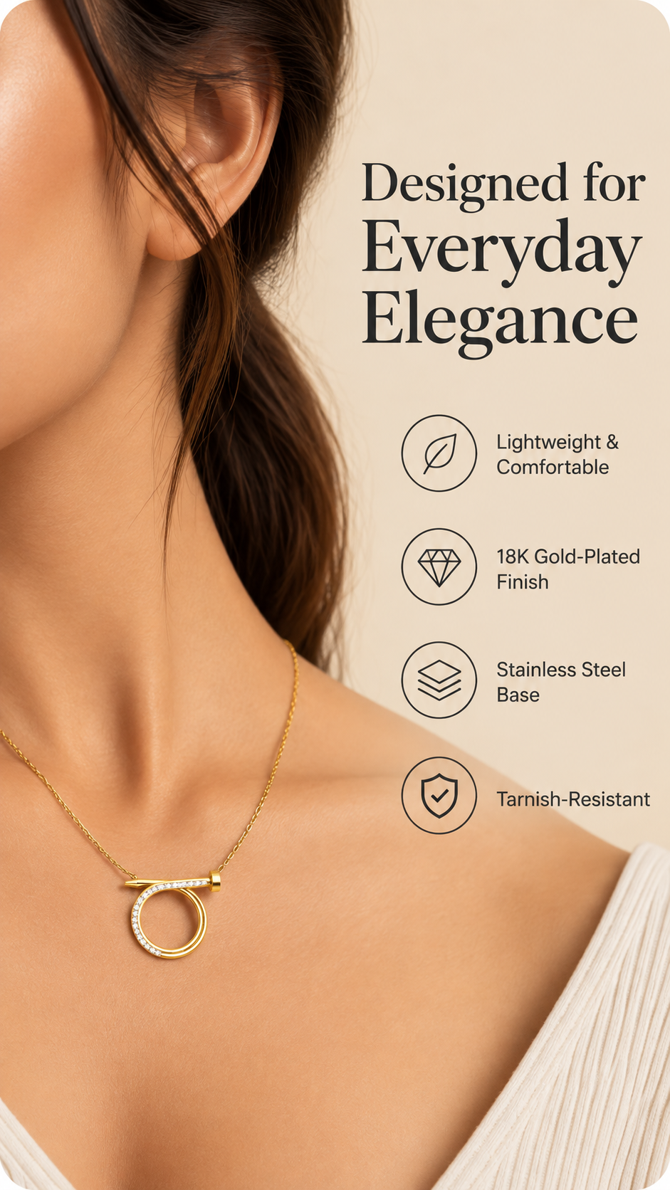 Gold Circle Loop Pendant Necklace – Minimal Statement Jewellery Australia