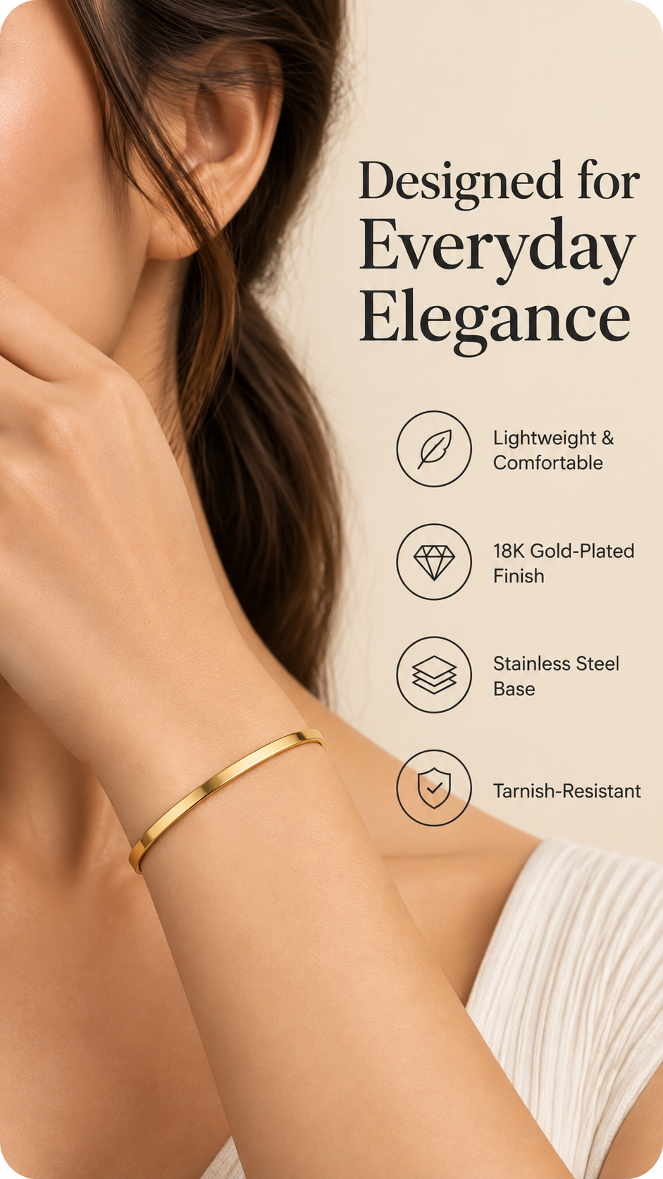 Gold Classic Bangle Bracelet – Minimal Statement Jewellery Australia