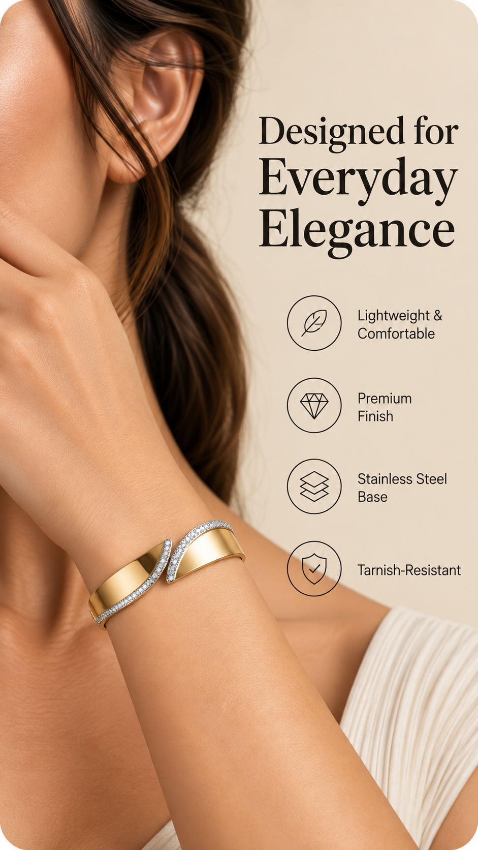 Gold Crystal Wave Statement Ring – Luxury Statement Jewellery | Australian Jewellery
