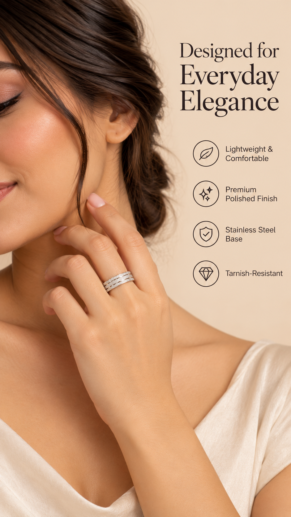 Silver Triple Pave Band Ring – Elegant Textured Statement Jewellery | Australian Jewellery