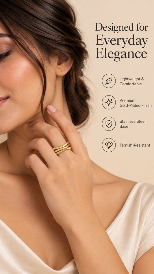 Gold Tiered Edge Ring – Modern Statement Jewellery | Australian Jewellery