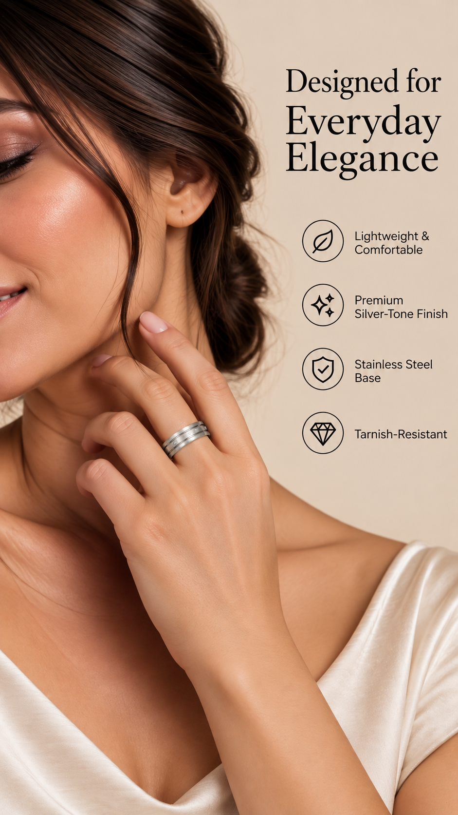 Silver Double Crystal Band Ring – Elegant Minimalist Jewellery | Australian Jewellery