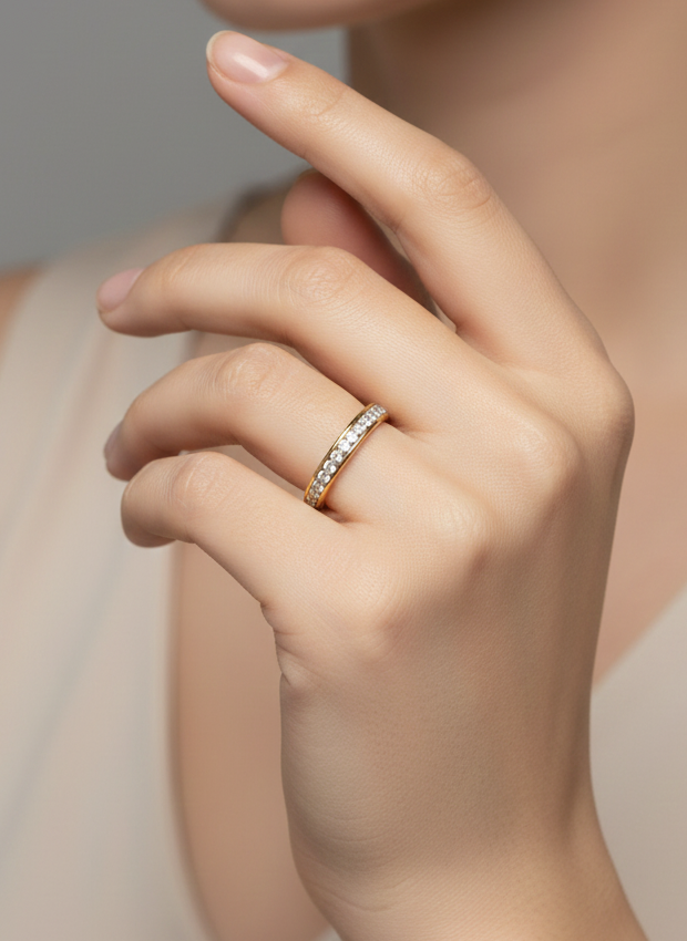 Gold CZ Half-Eternity Ring