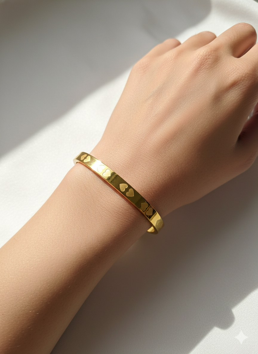 Heart-Engraved Bangle
