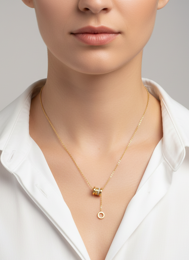 Dual Ring Drop Necklace