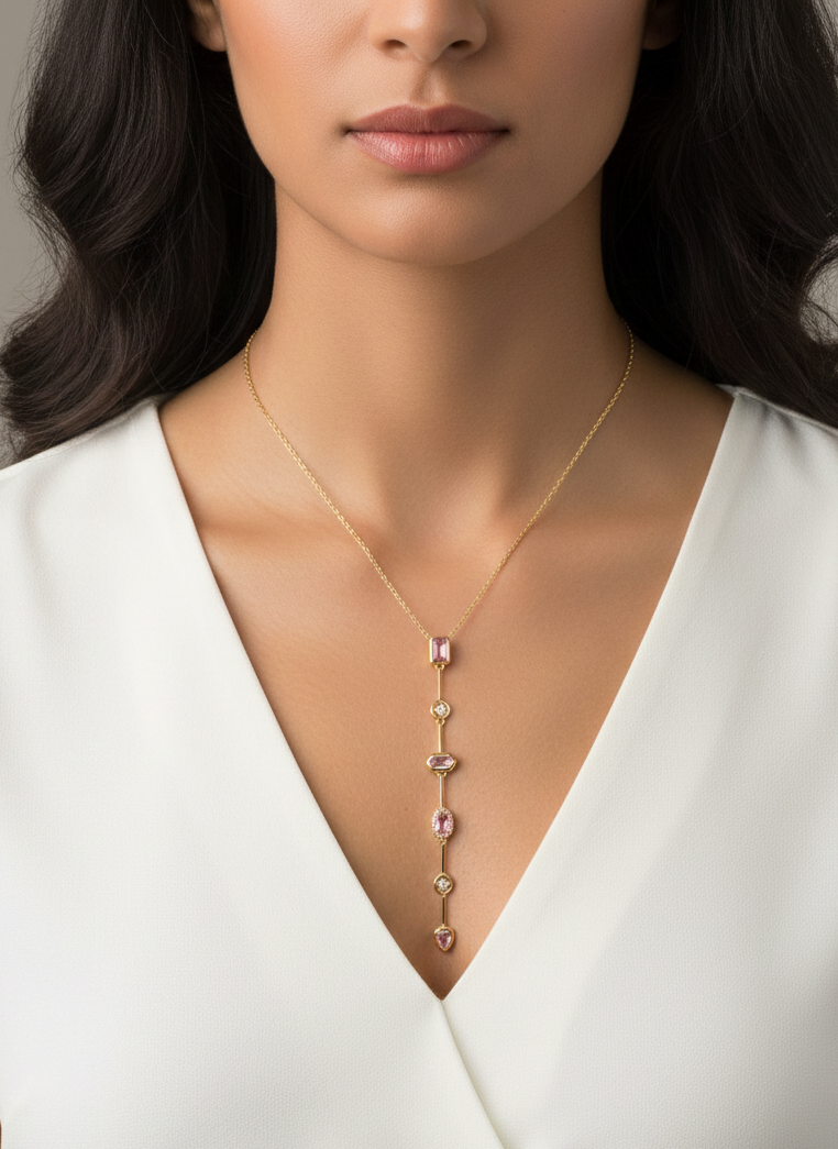 Blush Cascade Gemstone Necklace