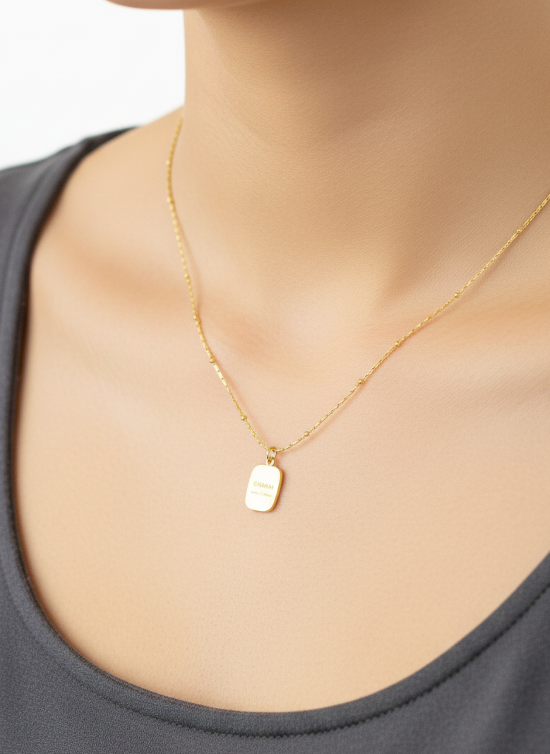 Golden Charm Tag Necklace