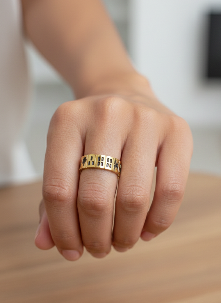 Gold Roman Numeral Adjustable Ring