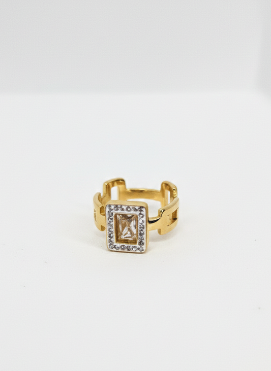 Rectangular Crystal Chain-Link Ring