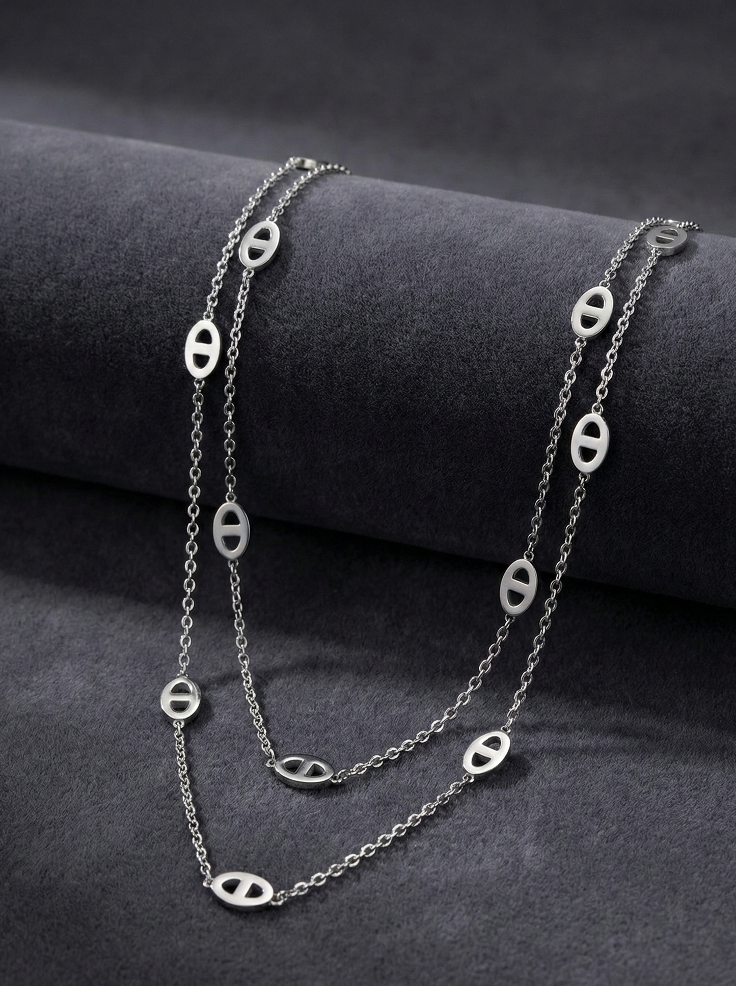 Silver Double-Layer Link Necklace
