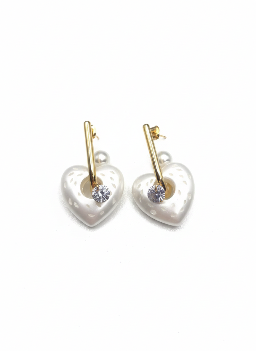 Pearl Heart Drop Earrings