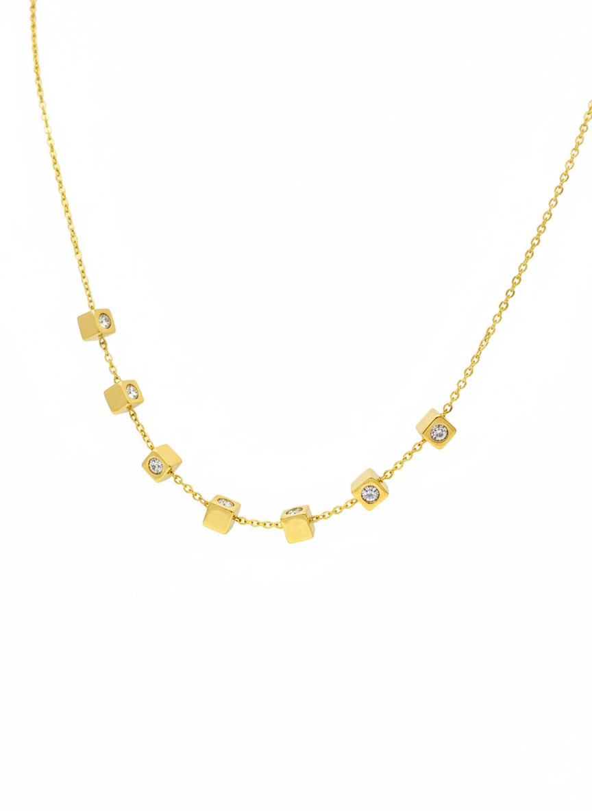 Crystal Cube Station Necklace