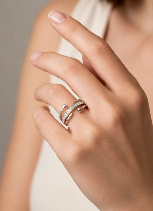 Diamond Twist Band – Silver - ZIORF