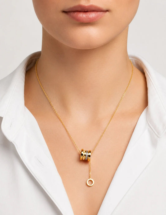 Dual Ring Drop Necklace - ZIORF
