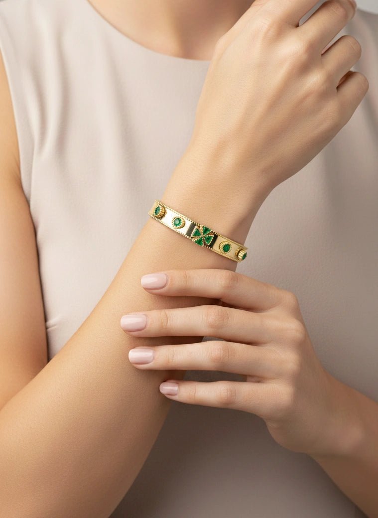 Emerald Accent Bangle - ZIORF
