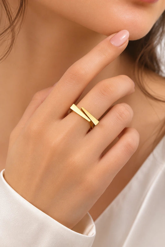 Gold Bar Duo Ring - ZIORF