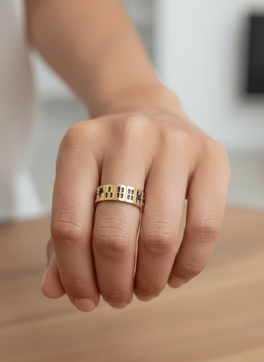 Gold Roman Numeral Adjustable Ring - ZIORF