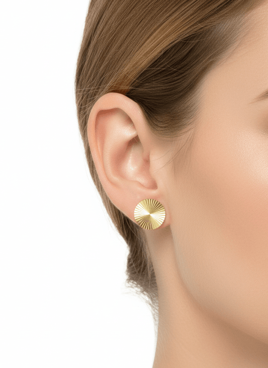 Gold Sunburst Stud Earrings - ZIORF