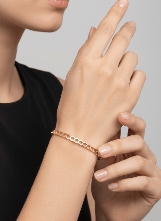 Hexagon Cutout Bangle - ZIORF