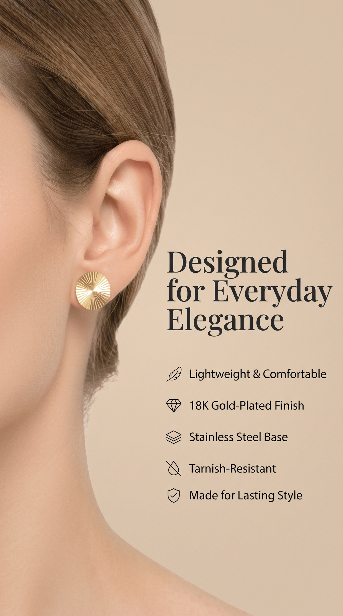 Gold Sunburst Stud Earrings