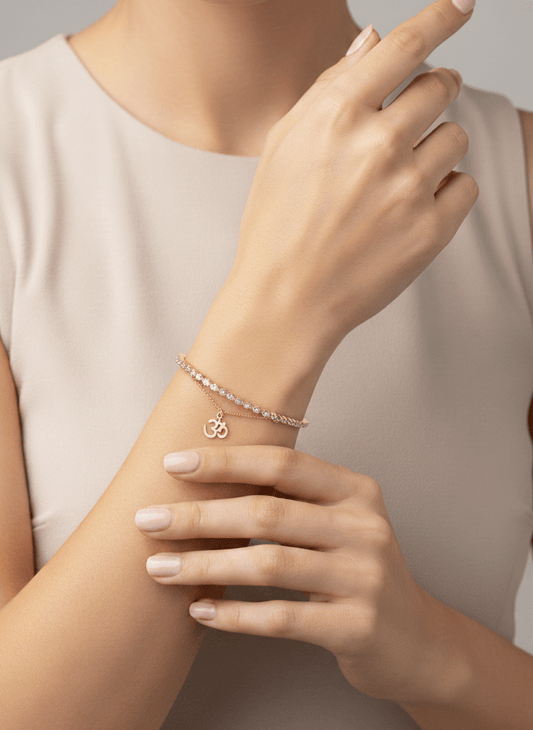 Om Charm Crystal Bangle - ZIORF