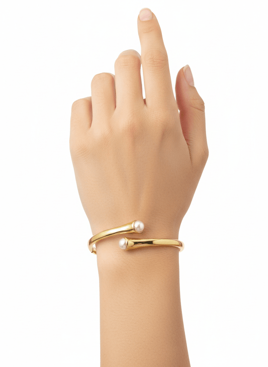 Pearl Bloom Statement Bangle - ZIORF