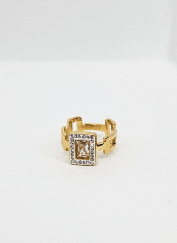 Rectangular Crystal Chain-Link Ring - ZIORF