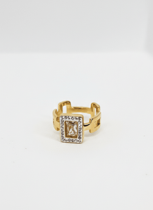 Rectangular Crystal Chain-Link Ring - ZIORF