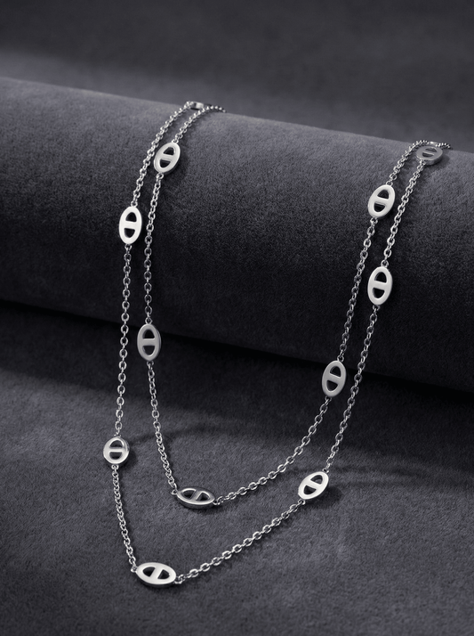 Silver Double-Layer Link Necklace - ZIORF