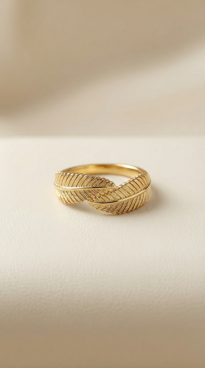 Gold Feather Wrap Ring