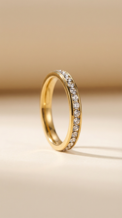 Gold CZ Half-Eternity Ring