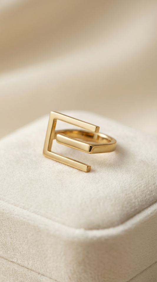 Open Frame Geometric Ring – Gold