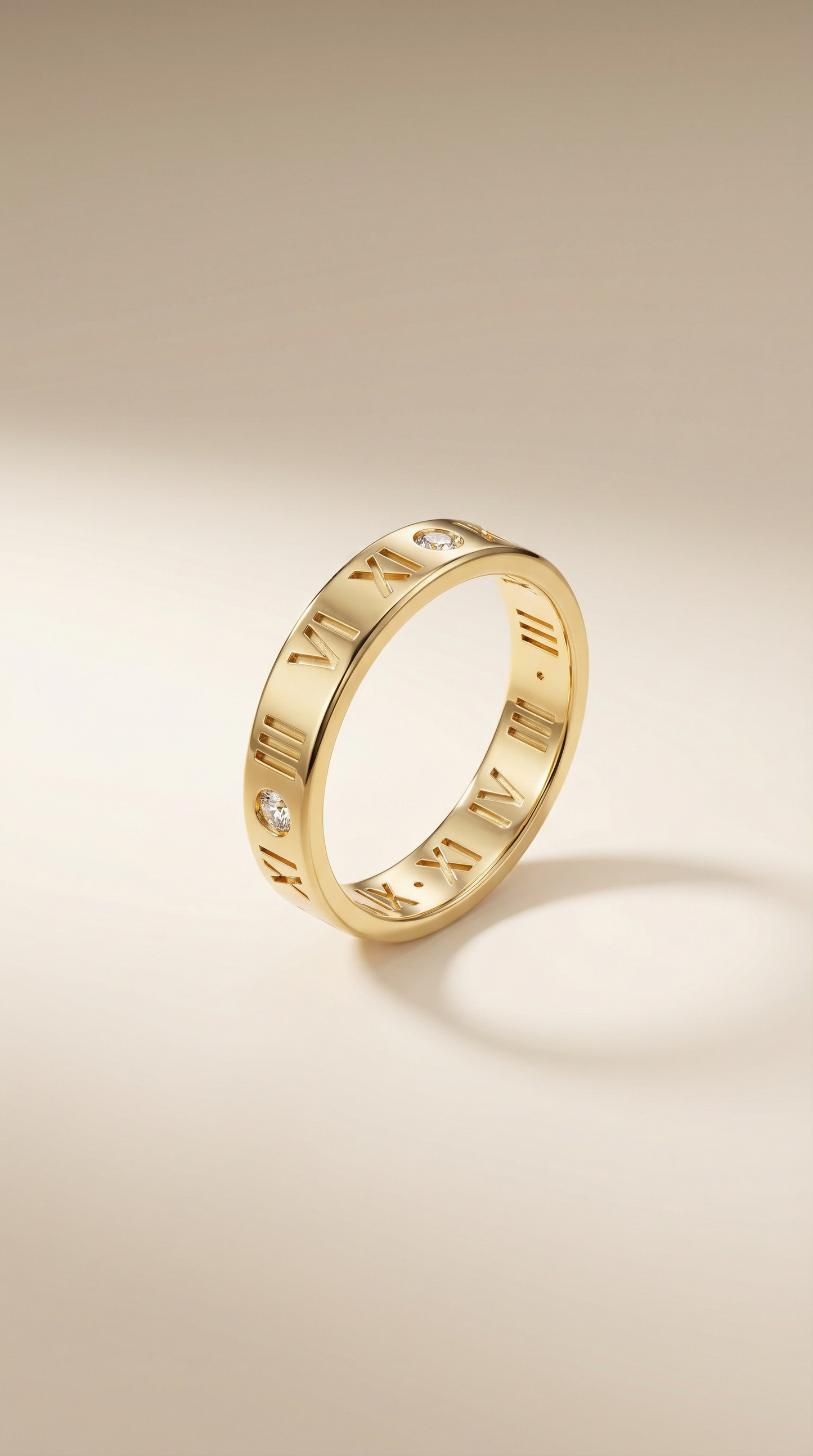 Gold Roman Numeral CZ Band