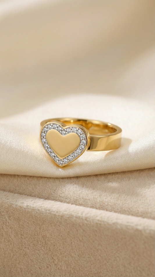 Gold Crystal Heart Ring