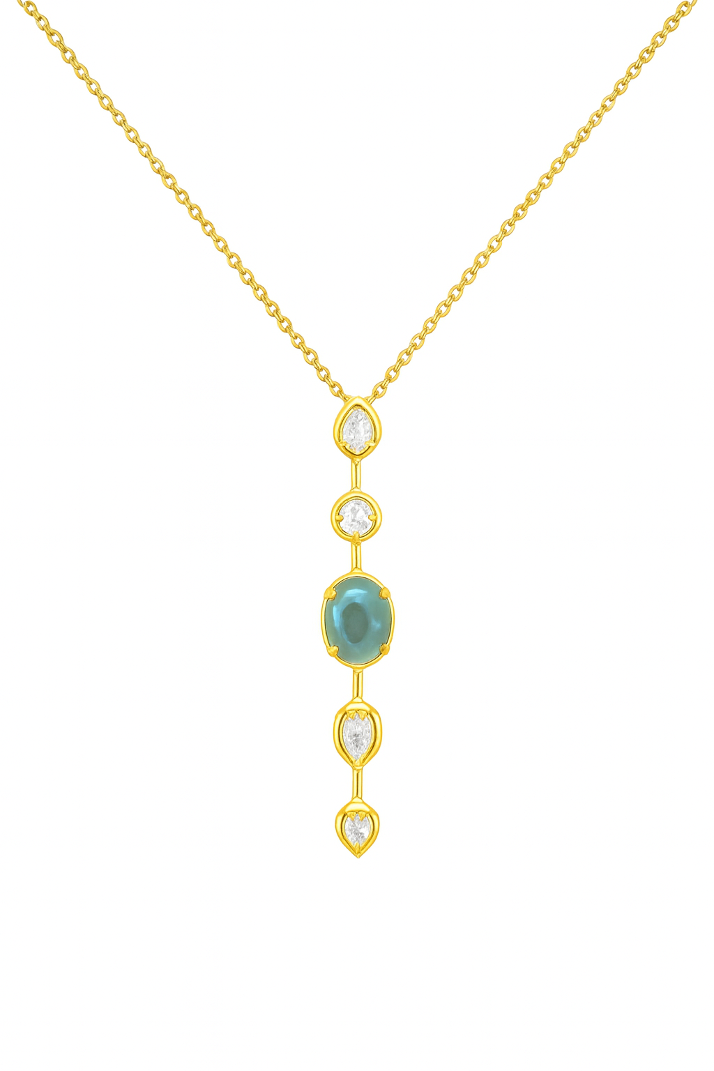 Emerald Drop Gold Pendant Necklace