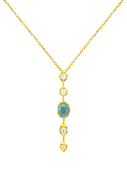 Emerald Drop Gold Pendant Necklace