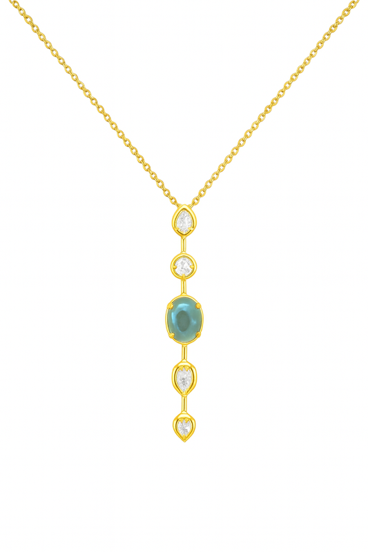 Emerald Drop Gold Pendant Necklace
