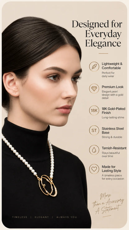 Gold Pearl Crystal Pendant Necklace – Elegant Statement Jewellery Australia