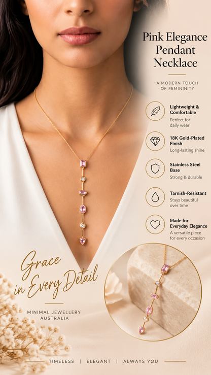 Pink Gemstone Lariat Necklace – Elegant Statement Jewellery Australia