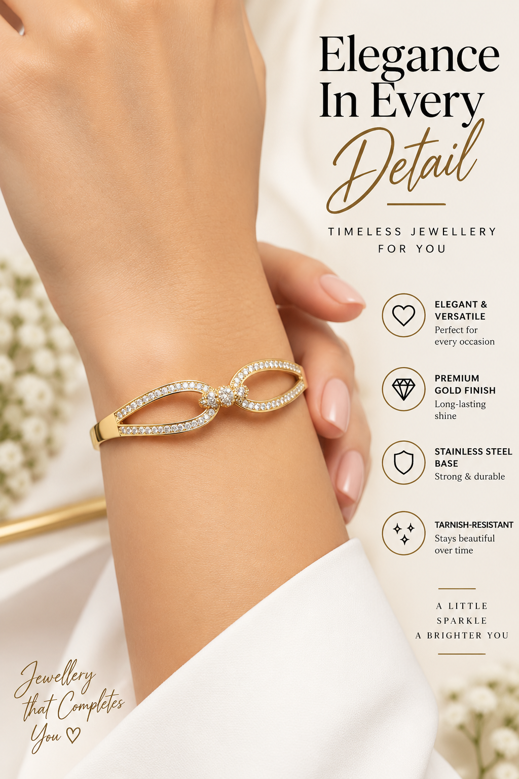 Gold Infinity Crystal Bracelet – Elegant Statement Jewellery Australia