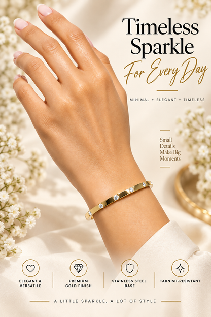 Gold Crystal Line Bangle – Minimal Statement Jewellery Australia