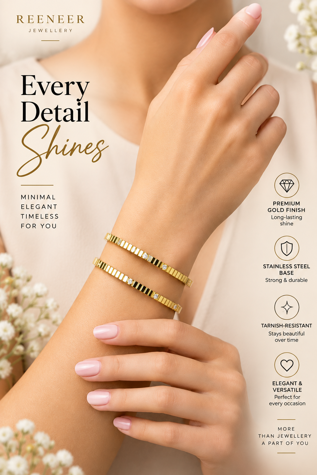 Gold Crystal Link Bangle – Elegant Statement Jewellery Australia