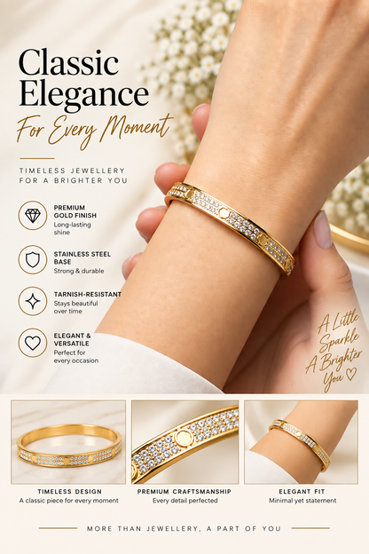 Gold Crystal Pavé Bangle – Elegant Statement Jewellery Australia