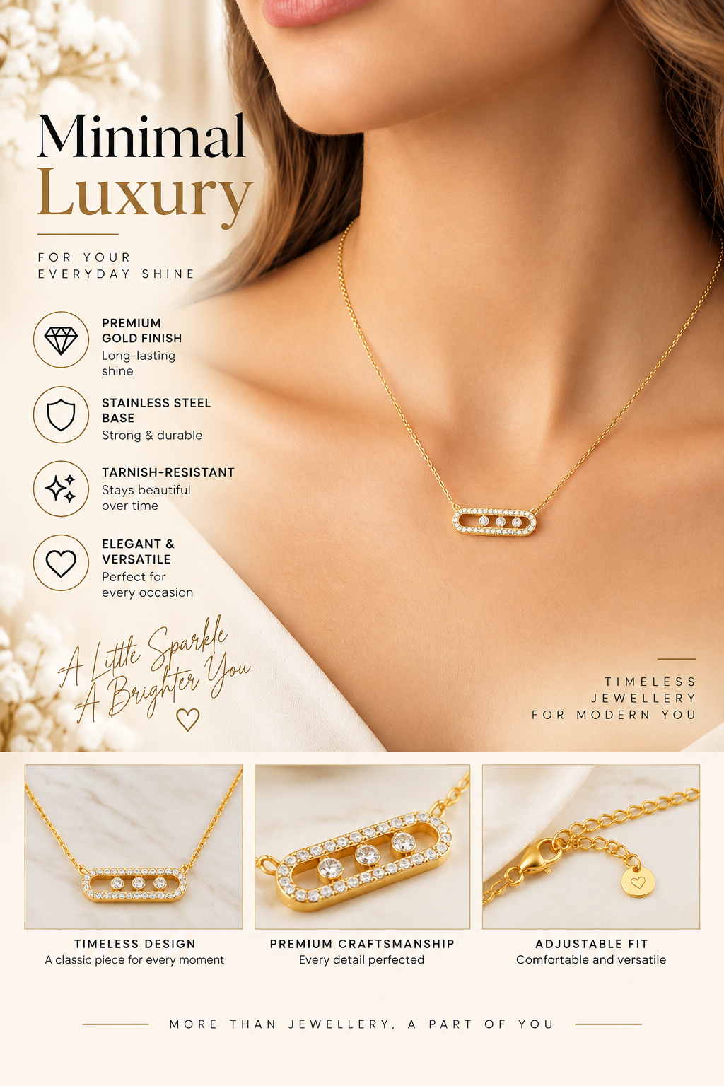 Gold Crystal Link Necklace – Minimal Luxury Jewellery Australia