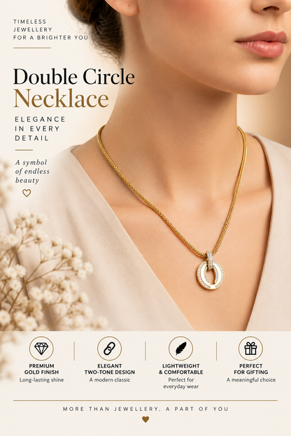 Gold Double Circle Pendant Necklace – Elegant Luxury Jewellery Australia