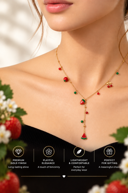 Gold Fruit Charm Y Necklace – Playful Luxury Jewellery Australia