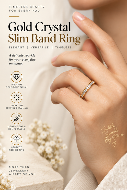 Gold Crystal Slim Band Ring – Minimal Luxury Jewellery Australia