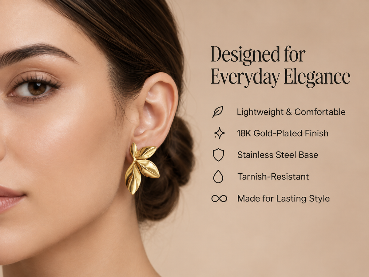 Golden Petal Sculpture Earrings