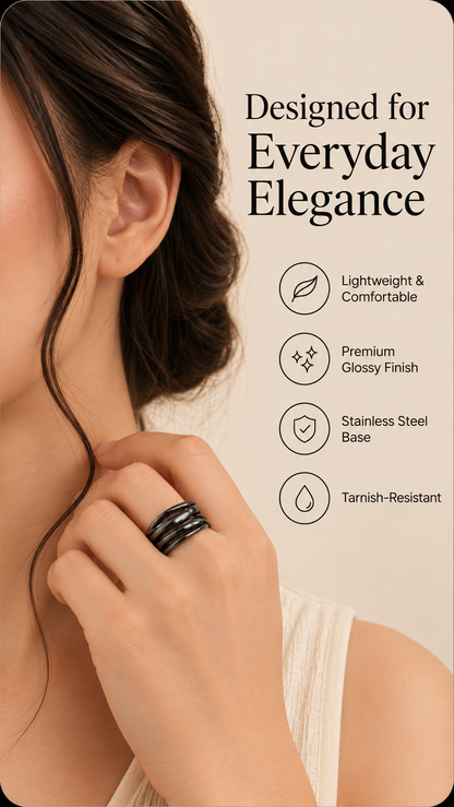 Black Multi Band Ring – Minimal Statement Jewellery Australia